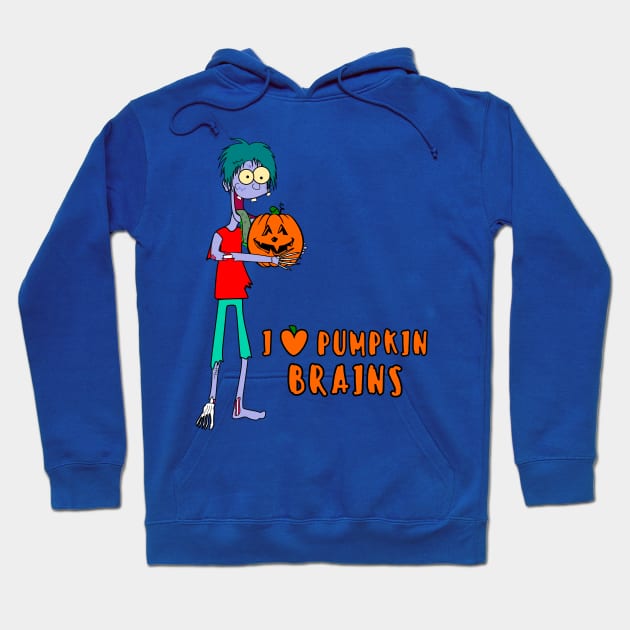 Silly Zombie loves pumpkin brains Hoodie by Mandz11